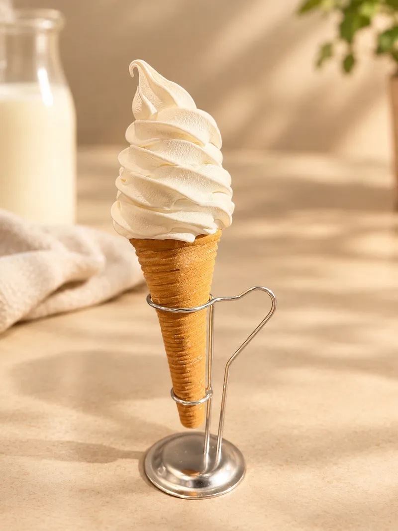 コーンに盛り付けたNorth Cream-ノースクリーム-のソフトクリーム